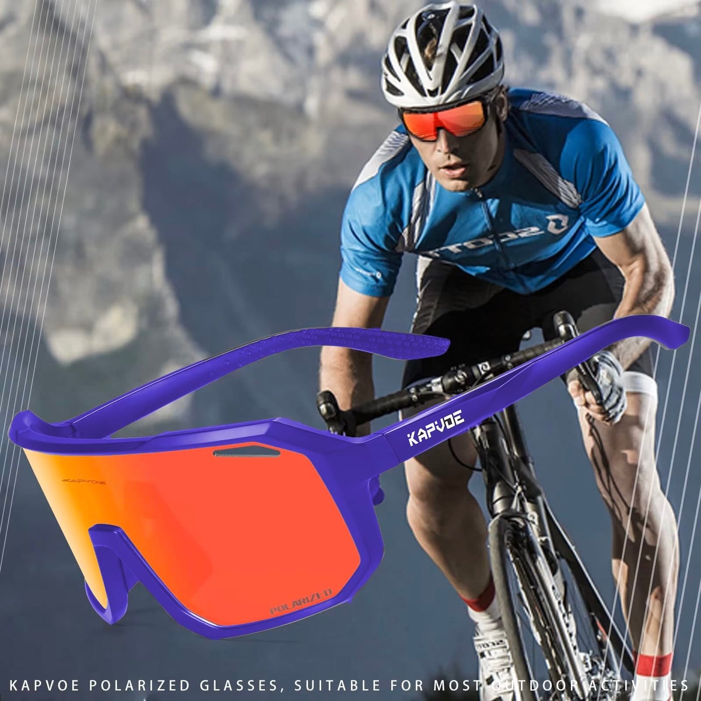Kapvoe Sport Sonnenbrille – polarisiert, mit Ersatzglas & Kurzsichtigkeitsrahmen