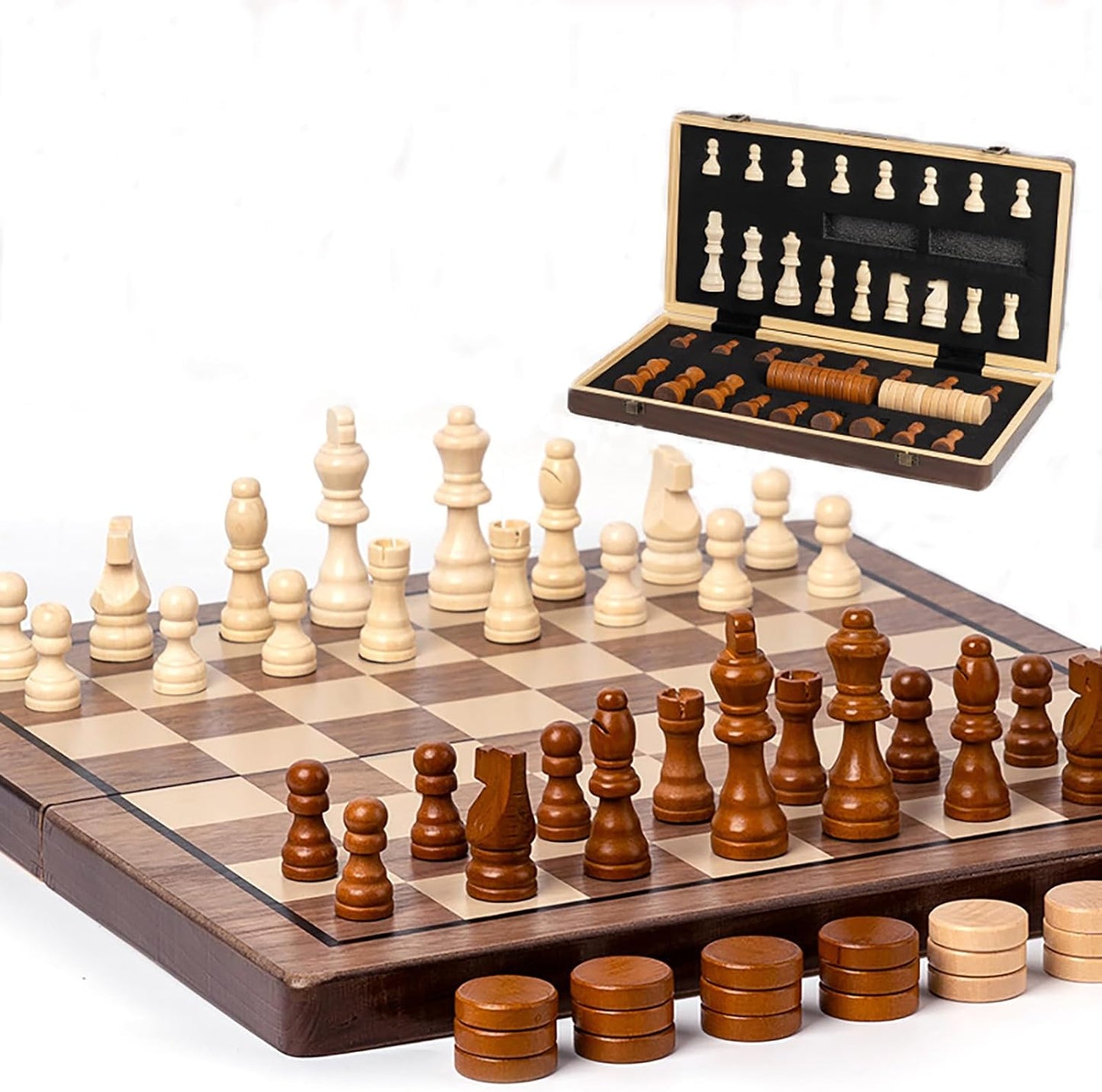 Magnetisches Schachspiel-Set Kasparov – 32 Figuren & 24 Spielsteine, edel & reisefest