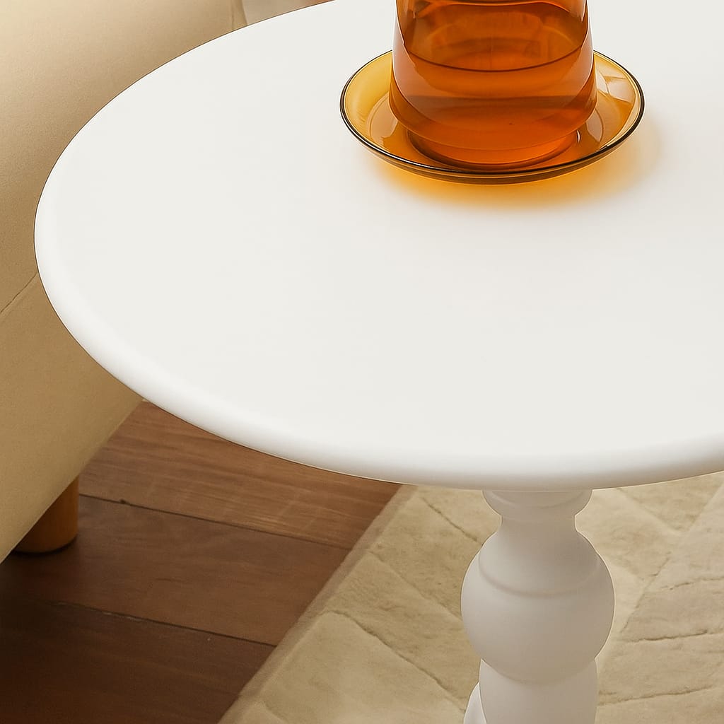 Couchtisch rund – 52 x 38 x 28 cm, gedrechselte Mittelsäule, edles Design