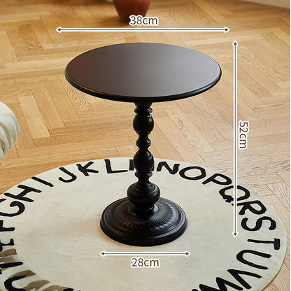 Couchtisch rund – 52 x 38 x 28 cm, gedrechselte Mittelsäule, edles Design