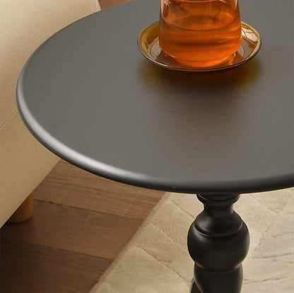 Couchtisch rund – 52 x 38 x 28 cm, gedrechselte Mittelsäule, edles Design