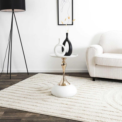Beistelltisch rund – 40 x 55 x 35 cm, geschwungene Mittelstütze, modernes Design