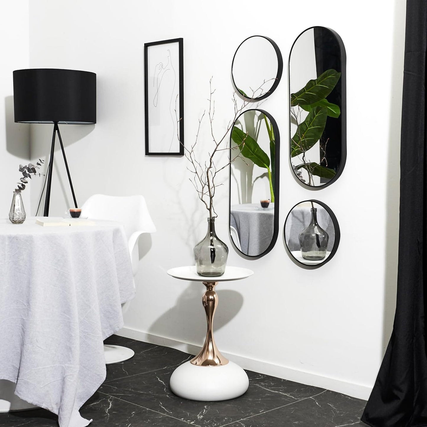 Beistelltisch rund – 40 x 55 x 35 cm, geschwungene Mittelstütze, modernes Design