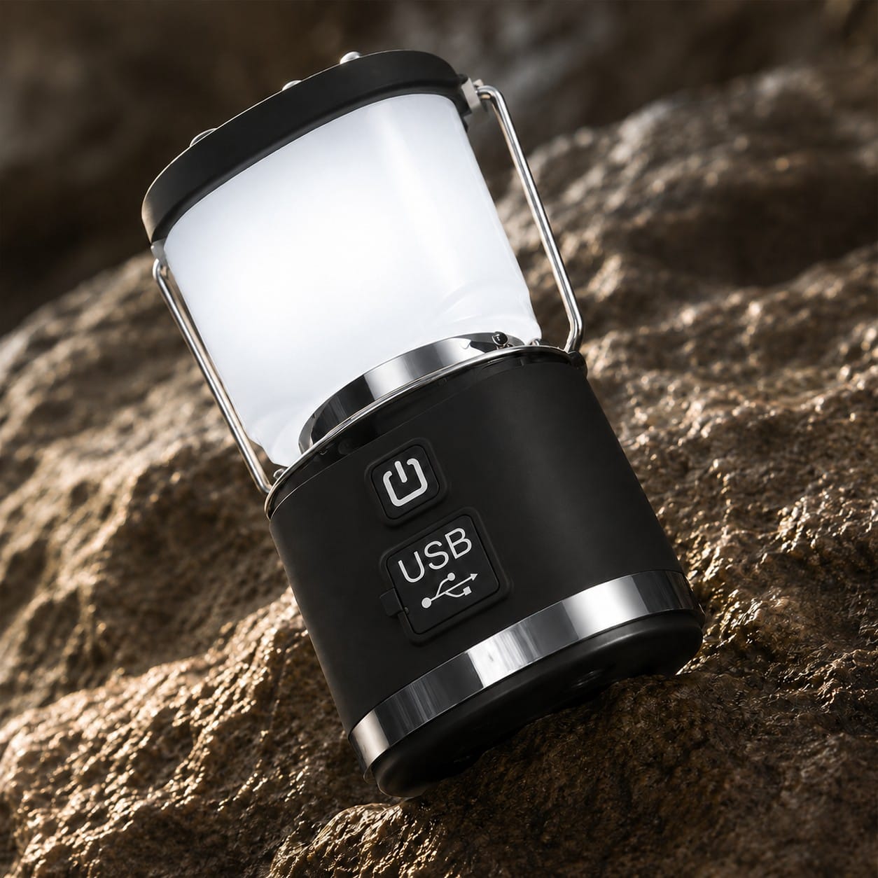 LED Camping-Laterne – 12,5 x 6,3 cm, 3 Lichtmodi, USB-C aufladbar