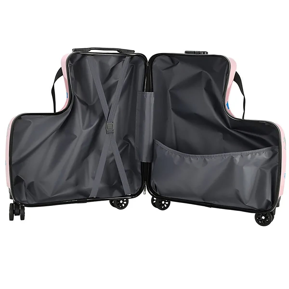 Kinder-Reisekoffer mit Sitz – 55 x 46 x 23 cm, Hartschale, 4 Rollen, Teleskopgriff
