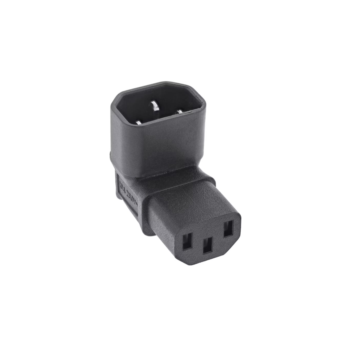 Netzadapter gewinkelt – C14 Stecker auf C13 Buchse, 10A / 250V, IEC 60320