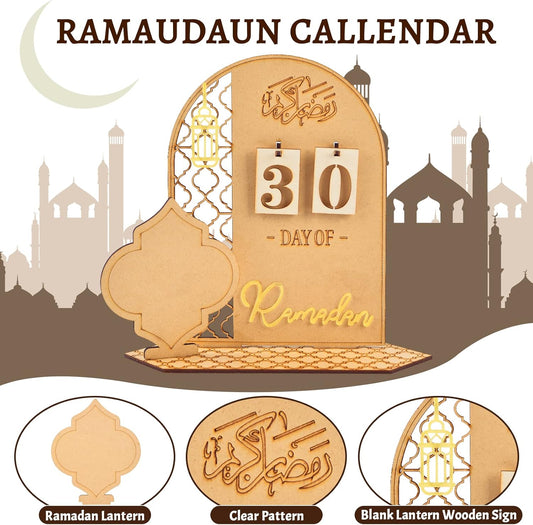 Ramadan Kalender aus Holz – Countdown, austauschbare Zahlenkarten