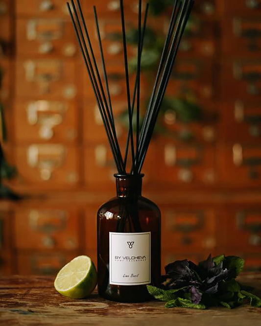 By Velcheva Raumduft Mikado Lime Basil – 125 ml, Limette, Basilikum & Thymian
