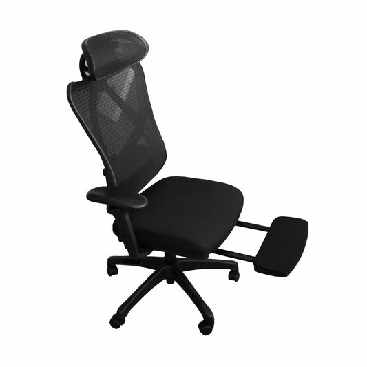 Ergonomischer Bürostuhl mit Fussstütze & Kopfstütze – Schwarz