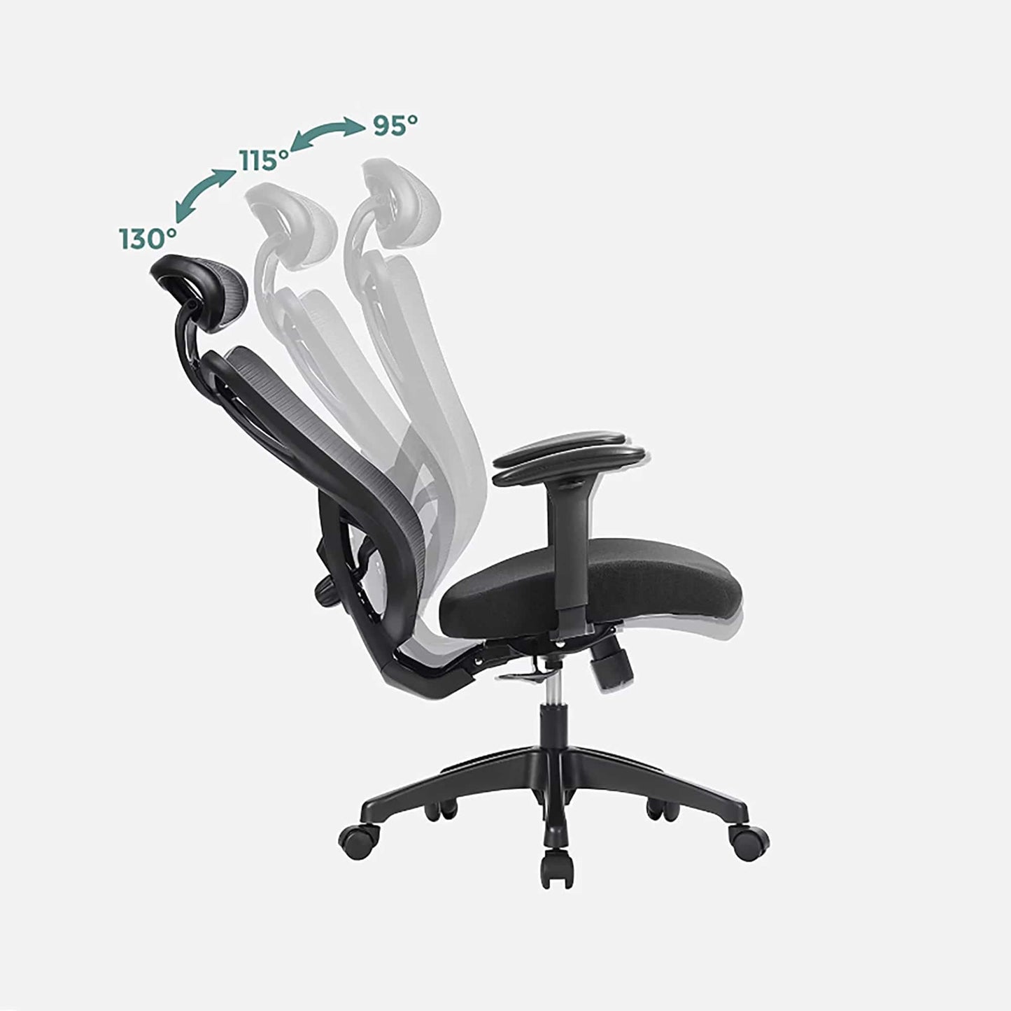 Ergonomischer Bürostuhl mit Fussstütze & Kopfstütze – Schwarz