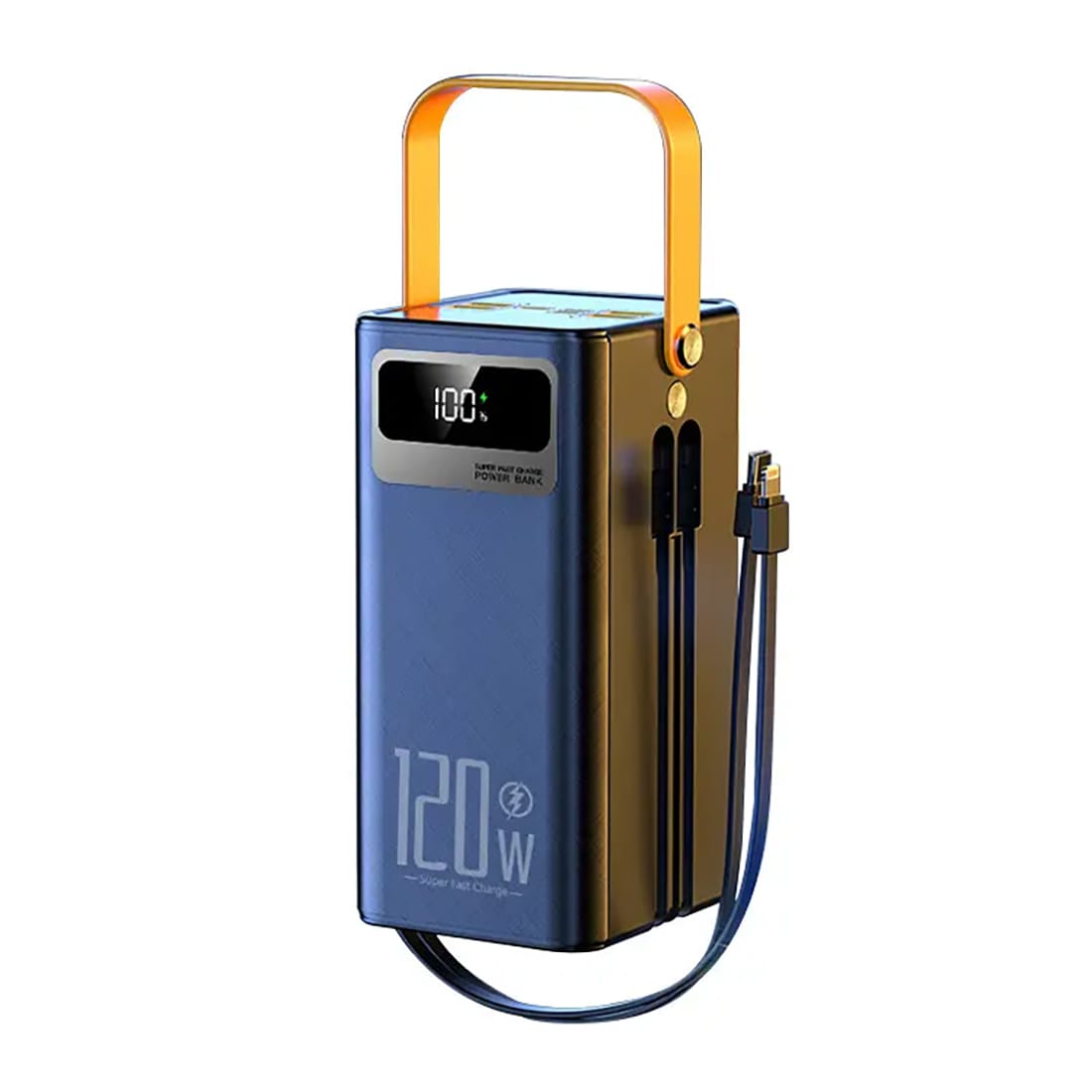 Powerbank Hercules – 30'000 mAh, 120W, LED-Display, eingebaute Kabel & Tragegriff