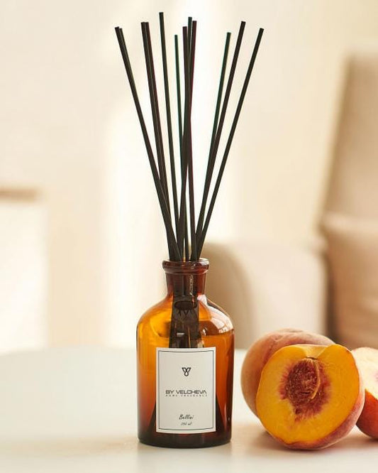 By Velcheva Raumduft Mikado Bellini – 125 ml, Pfirsich, Rum & Vanille