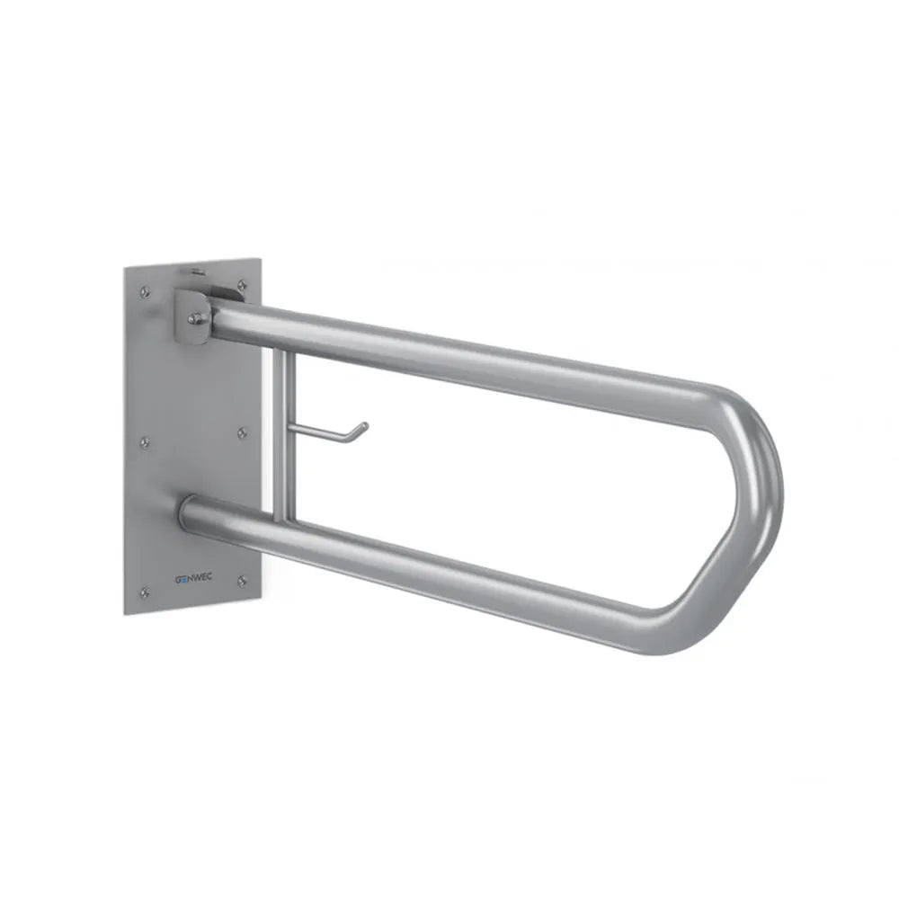 Stützklappgriff mit WC Rollenhalter, matt, 600mm, Edelstahl matt