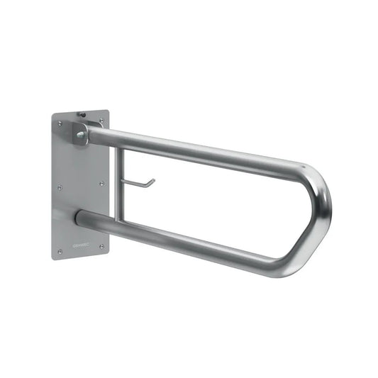 Stützklappgriff mit WC Rollenhalter, poliert, 800mm