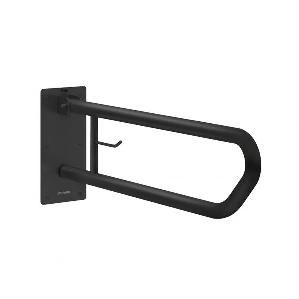 Stützklappgriff, L.800 mm mit Papierrollenhalter, Edelstahl schwarz