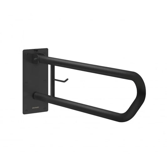 Stützklappgriff, L.800 mm mit Papierrollenhalter, Edelstahl schwarz