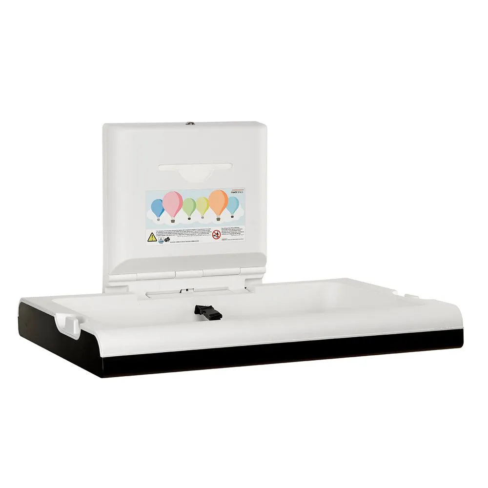 Wickeltisch DARK horizontal – schwarz beschichtet, klappbar, antibakteriell