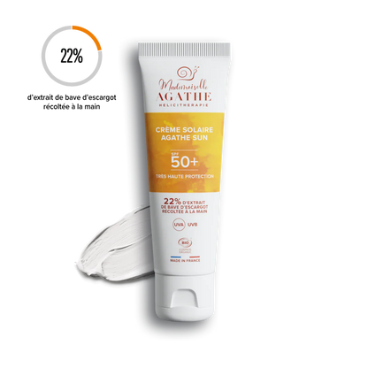 Crème solaire certifiée bio - non teintée spf50+ - Mademoiselle Agathe