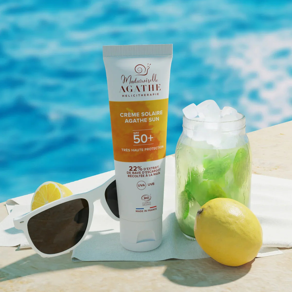 Crème solaire certifiée bio - non teintée spf50+ - Mademoiselle Agathe