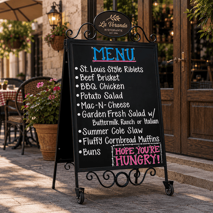 Heritage Sign Antik – Kundenstopper mit Kreidetafel & Rollen
