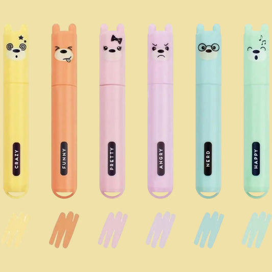 Legami. Mini Textmarker „Teddy’s Style“ Pastel Set, 6 Stk.