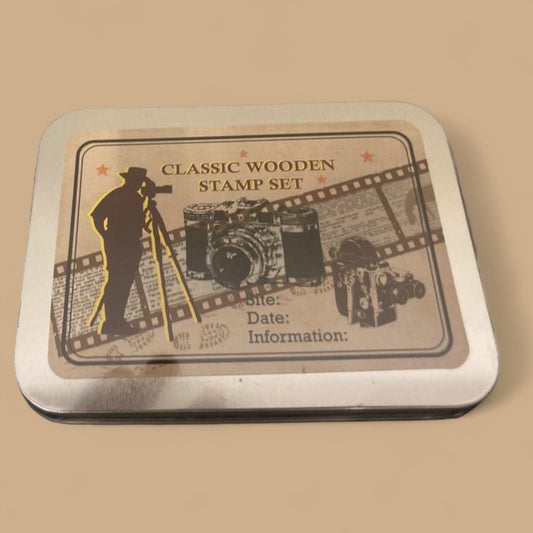 Classic Wooden Stamp Set – Fotografie & Retro-Design