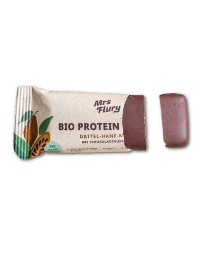 Bio Protein Riegel Hanf-Maca 14% Protein mit Schokoladenüberzug