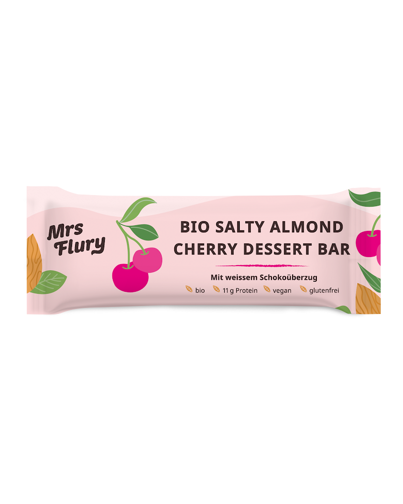 Bio Salty Almond Cherry Dessert Bar 23% Protein – 50g veganer Proteinriegel mit Mandeln & Kirschen