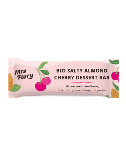 Bio Salty Almond Cherry Dessert Bar 23% Protein – 50g veganer Proteinriegel mit Mandeln & Kirschen