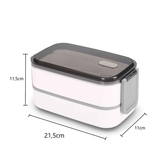 CF5030-Doppel XL Brotdose Besteck Verstellbare Fächer Lunchbox Schule Büro Bentobox