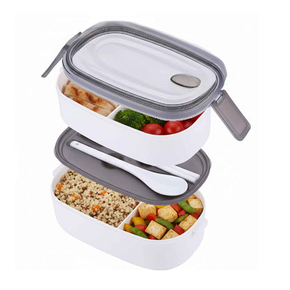 CF5030-Doppel XL Brotdose Besteck Verstellbare Fächer Lunchbox Schule Büro Bentobox