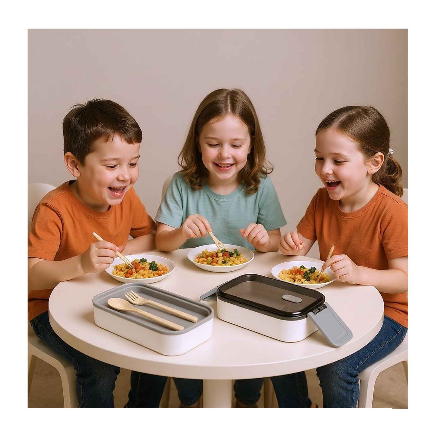 CF5030-Doppel XL Brotdose Besteck Verstellbare Fächer Lunchbox Schule Büro Bentobox