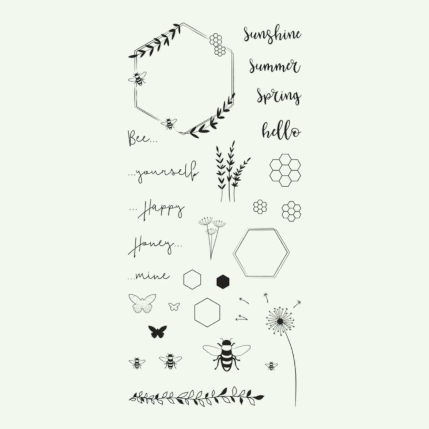 Rayher Silikonstempel Stempel.  Bienensommer 97x205mm, 28 Motive