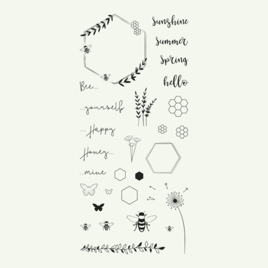 Rayher Silikonstempel Stempel.  Bienensommer 97x205mm, 28 Motive