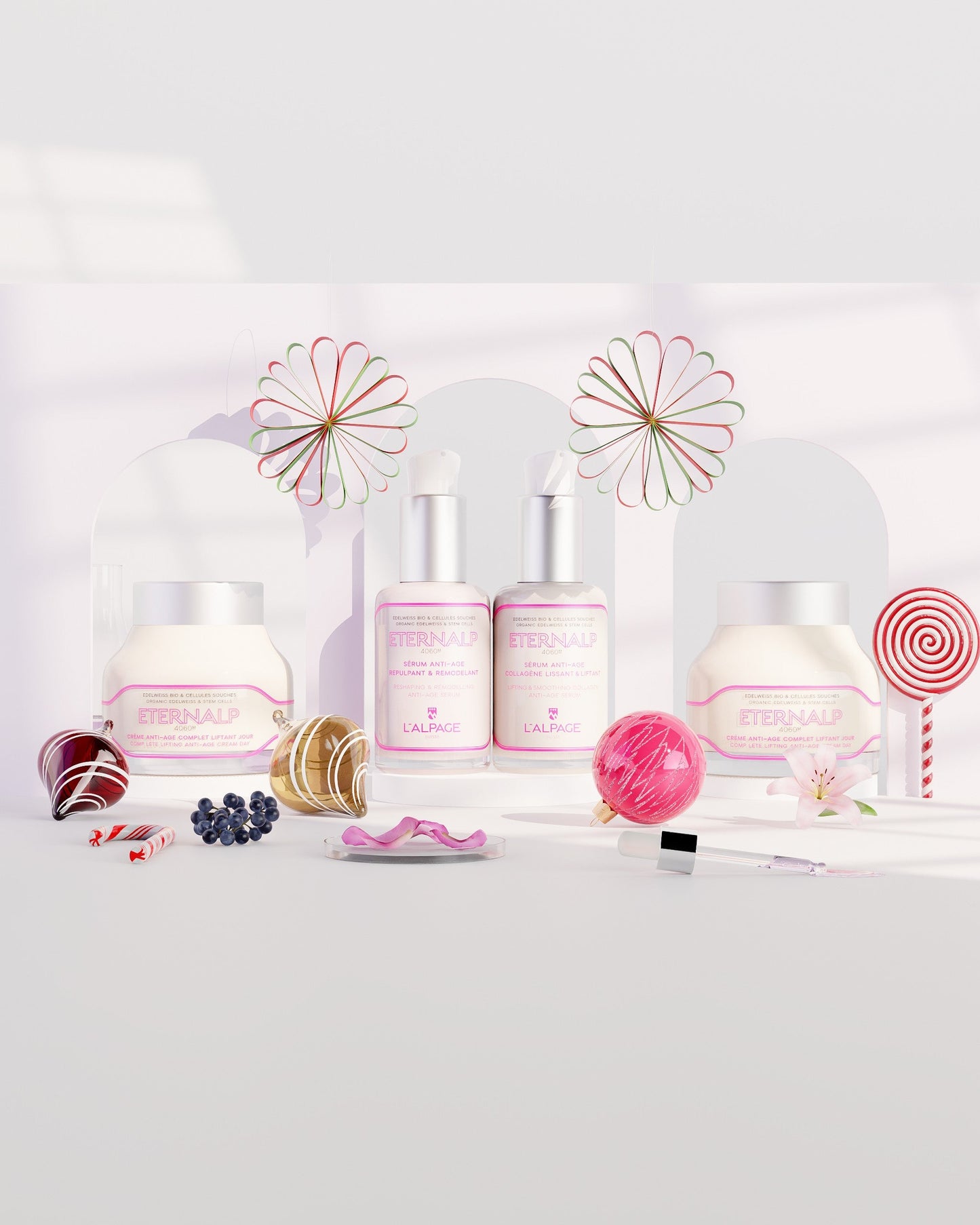 Set ou Coffret Cadeau Ultime Quatro Crème Anti-Age Liftant Jou 50ml & Crème Nuit 50ml & Sérum Anti-Age Collagène Lissant & Liftant  & Sérum Anti-Age Repulpant Remodelant Eternalp 4060m