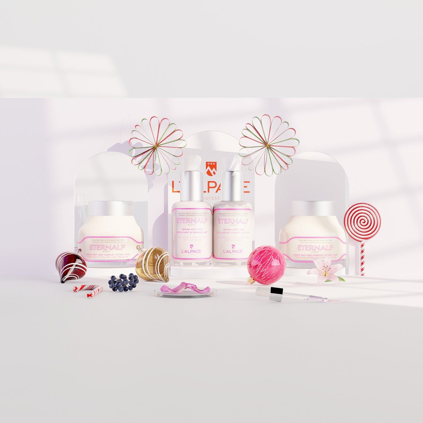 Set ou Coffret Cadeau Ultime Quatro Crème Anti-Age Liftant Jou 50ml & Crème Nuit 50ml & Sérum Anti-Age Collagène Lissant & Liftant  & Sérum Anti-Age Repulpant Remodelant Eternalp 4060m