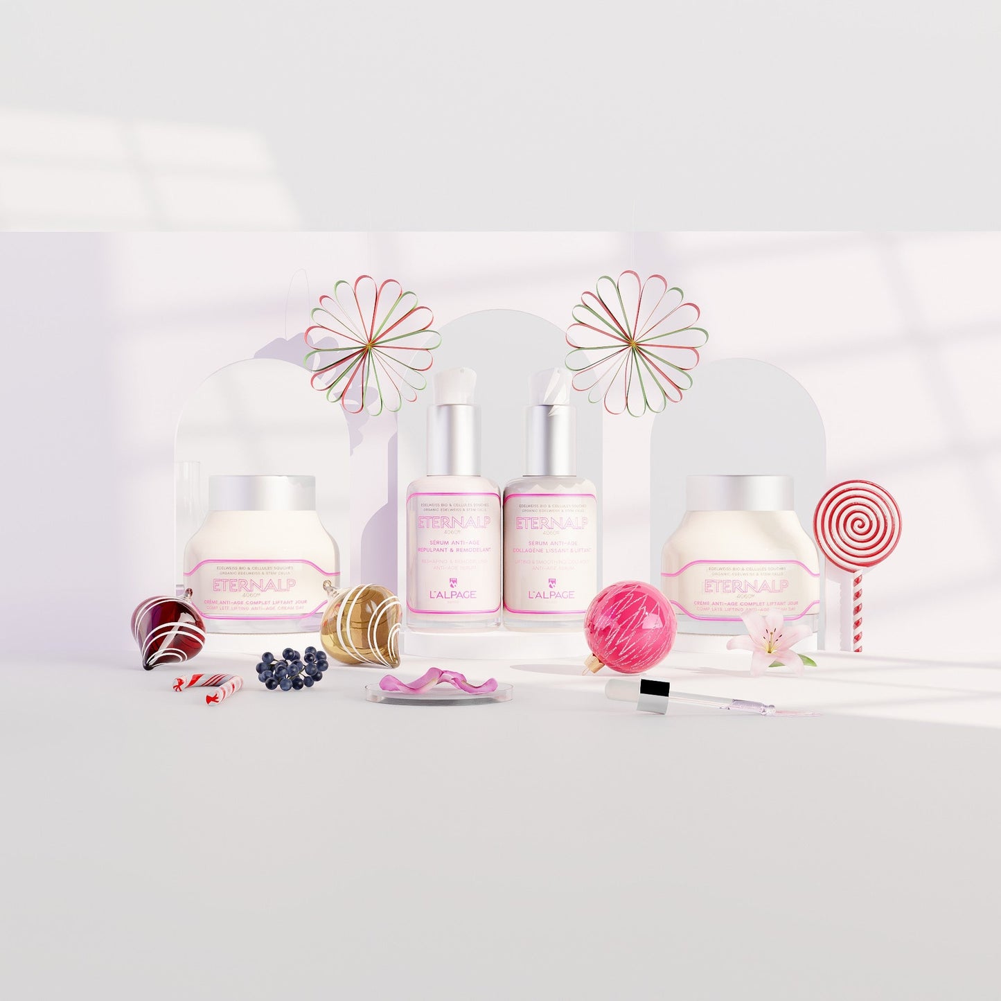 Set ou Coffret Cadeau Ultime Quatro Crème Anti-Age Liftant Jou 50ml & Crème Nuit 50ml & Sérum Anti-Age Collagène Lissant & Liftant  & Sérum Anti-Age Repulpant Remodelant Eternalp 4060m