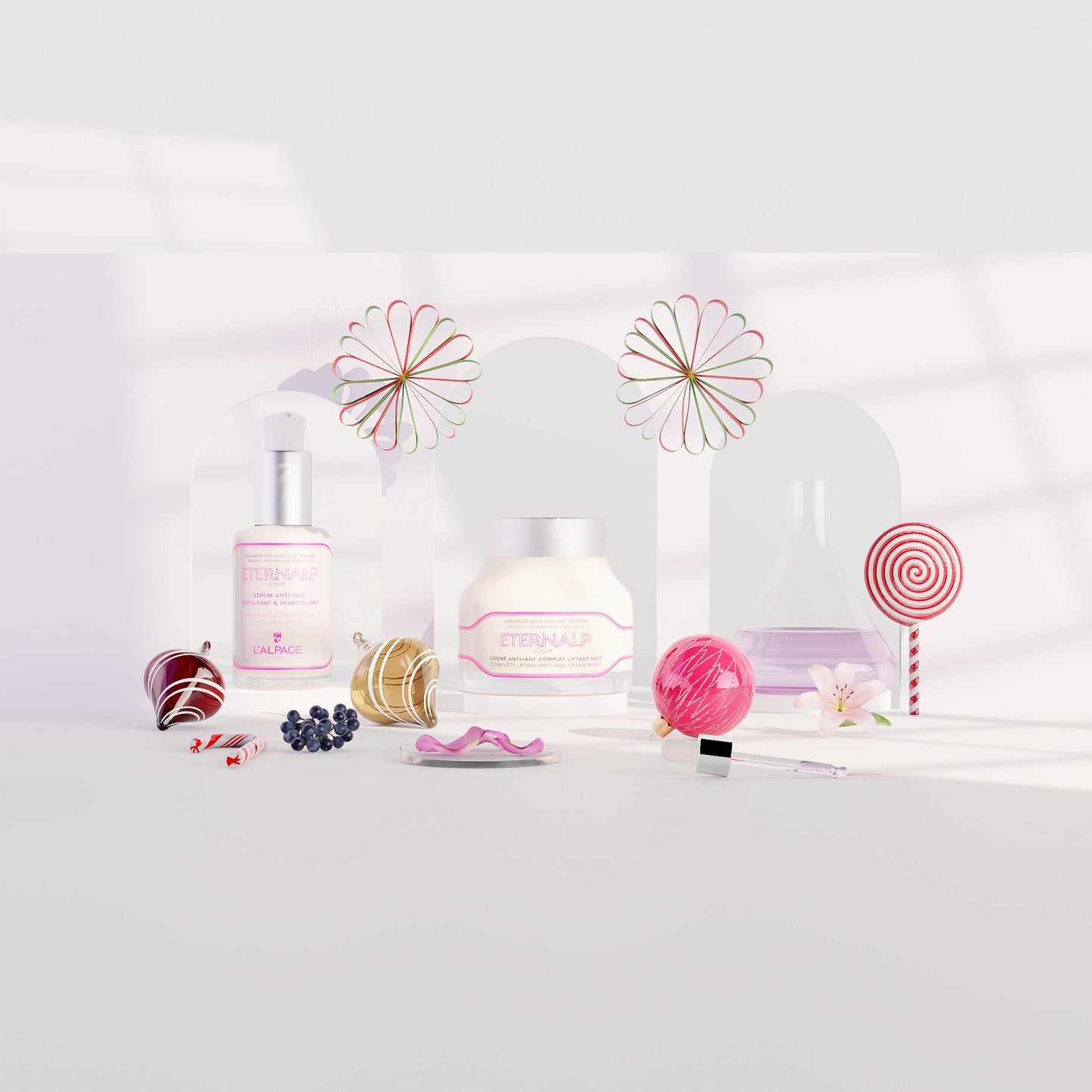 Set ou Coffret Cadeau DUO Crème Anti-Age Liftant Nuit & Sérum Anti-Age Repulpant & Remodelant Eternalp 4060m