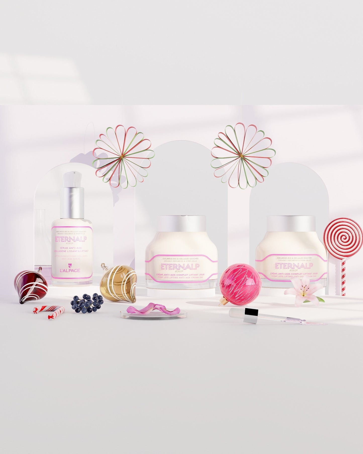 Set ou Coffret Cadeau Trio Crème Anti-Age Liftant Jou 50ml & Crème Nuit 50ml & Sérum Anti-Age Collagène Lissant & Liftant Eternalp 4060m