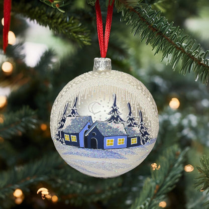 Weihnachtskugeln Winterabend Weiss