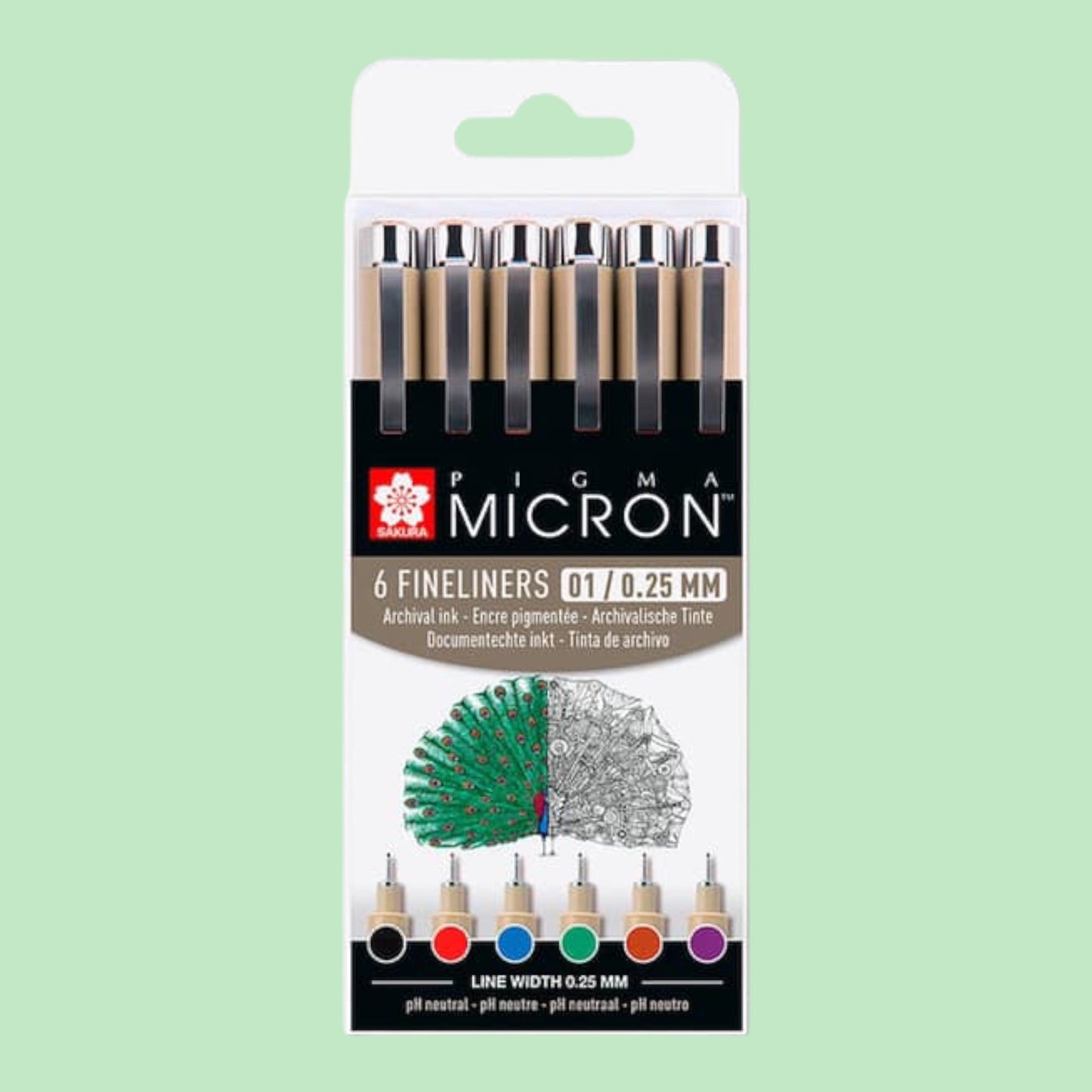 Sakura Pigma Micron Fineliner Set, 6 Farben