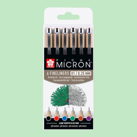 Sakura Pigma Micron Fineliner Set, 6 Farben