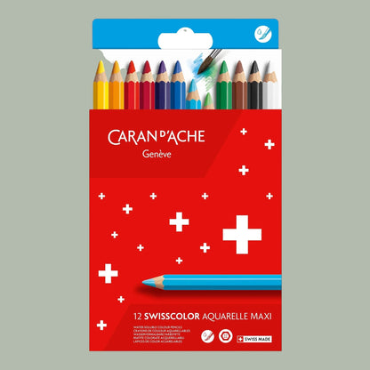 Caran d’Ache Maxi Swisscolor Aquarellstifte – 12 Stück