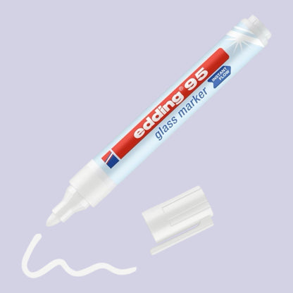 Edding 95 Glasmarker Weiß, Fluoreszierend, Rundspitze 1,5–3 mm