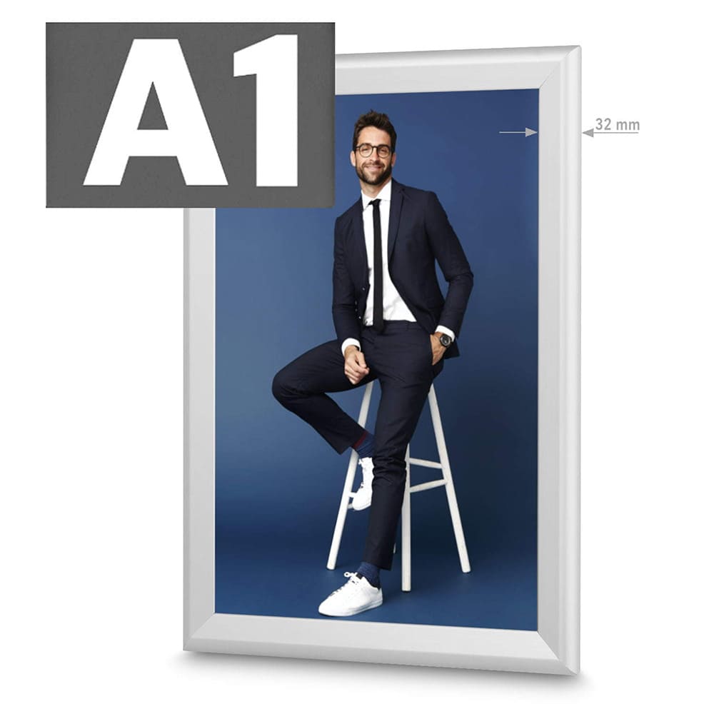 Alu Klapprahmen 32 mm – Silber | DIN A1 oder DIN A2
