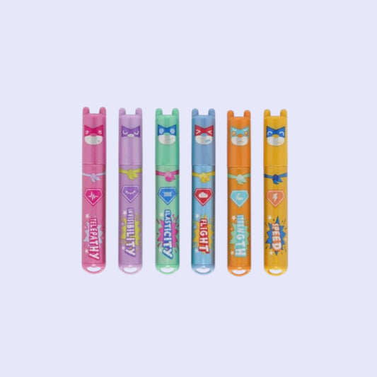Legami. Mini Textmarker „Teddy’s Superpower“ Metallic Set, 6 Stk.