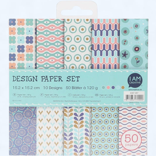 I am Creative. Design-Papier-Set I 10 Designs / 15,2 x 15,2 cm / 50 Stk.