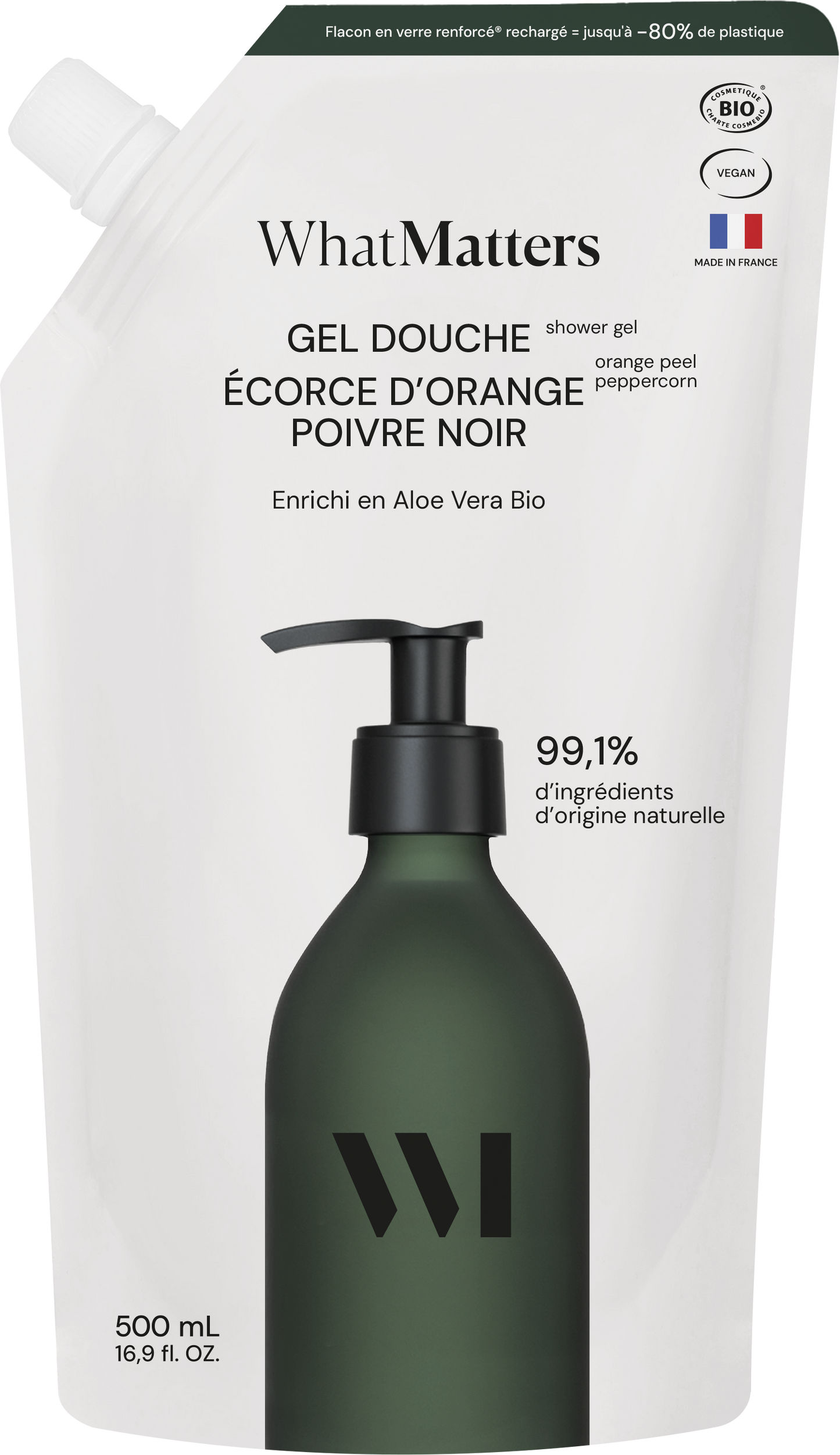 Eco-recharge Gel Douche Écorce d'Orange - Poivre Noir 500mL