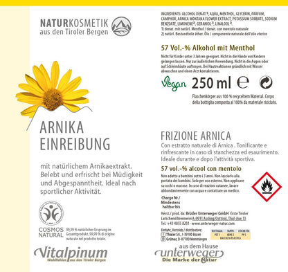 Unterweger Arnika Einreibung – vegane Naturkosmetik zur Muskelpflege & Regeneration