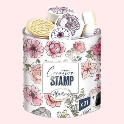 Aladine. Stempelset Flowers 31 Stk. inkl. Stempelkissen